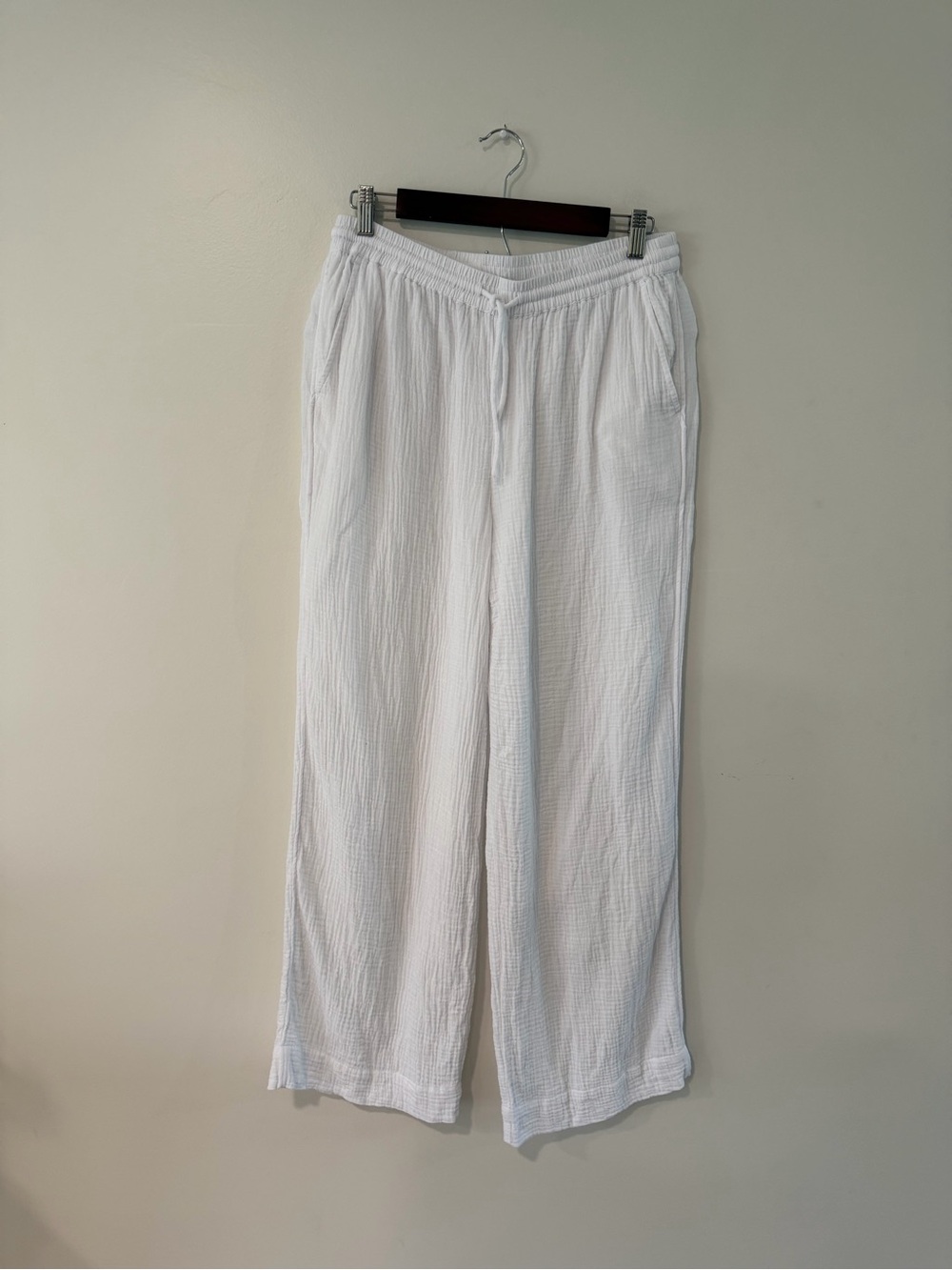 100% Organic Cotton Relaxed Wide Leg Coastal Boho Cottage Beach Lounge Pant Med